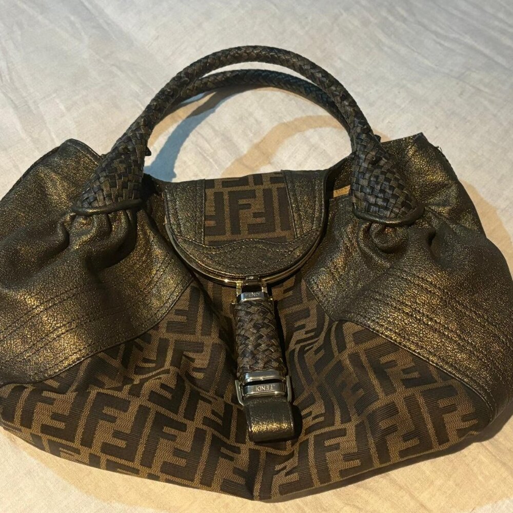 FENDI BRONZE  ZUCCA CANVAS & LEATHER SPY